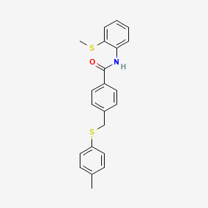 molecular formula C22H21NOS2 B4189746 4-{[(4-methylphenyl)thio]methyl}-N-[2-(methylthio)phenyl]benzamide 