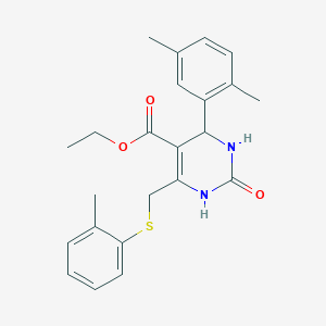 molecular formula C23H26N2O3S B4189760 ethyl 4-(2,5-dimethylphenyl)-6-{[(2-methylphenyl)thio]methyl}-2-oxo-1,2,3,4-tetrahydro-5-pyrimidinecarboxylate 