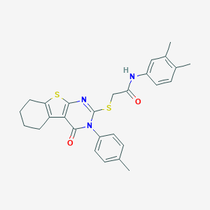 N-(3,4-dimethylphenyl)-2-{[3-(4-methylphenyl)-4-oxo-3,4,5,6,7,8-hexahydro[1]benzothieno[2,3-d]pyrimidin-2-yl]sulfanyl}acetamide