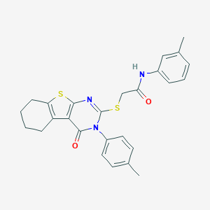 molecular formula C26H25N3O2S2 B418983 N-(3-methylphenyl)-2-[[3-(4-methylphenyl)-4-oxo-5,6,7,8-tetrahydro-[1]benzothiolo[2,3-d]pyrimidin-2-yl]sulfanyl]acetamide CAS No. 443740-04-3