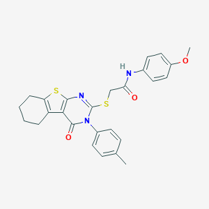 N-(4-methoxyphenyl)-2-[[3-(4-methylphenyl)-4-oxo-5,6,7,8-tetrahydro-[1]benzothiolo[2,3-d]pyrimidin-2-yl]sulfanyl]acetamide
