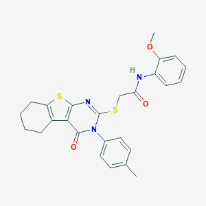 N-(2-methoxyphenyl)-2-{[3-(4-methylphenyl)-4-oxo-3,4,5,6,7,8-hexahydro[1]benzothieno[2,3-d]pyrimidin-2-yl]sulfanyl}acetamide