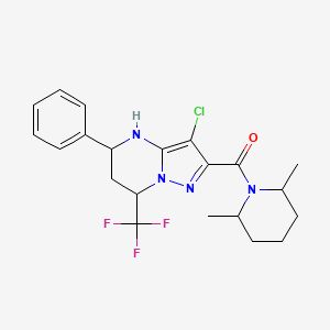 molecular formula C21H24ClF3N4O B4189902 3-chloro-2-[(2,6-dimethyl-1-piperidinyl)carbonyl]-5-phenyl-7-(trifluoromethyl)-4,5,6,7-tetrahydropyrazolo[1,5-a]pyrimidine 
