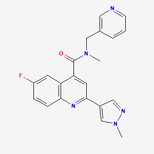 molecular formula C21H18FN5O B4189903 6-fluoro-N-methyl-2-(1-methyl-1H-pyrazol-4-yl)-N-(pyridin-3-ylmethyl)quinoline-4-carboxamide 