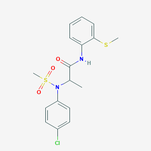 molecular formula C17H19ClN2O3S2 B4189909 N~2~-(4-chlorophenyl)-N~2~-(methylsulfonyl)-N~1~-[2-(methylthio)phenyl]alaninamide 
