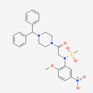 molecular formula C27H30N4O6S B4189915 N-{2-[4-(diphenylmethyl)-1-piperazinyl]-2-oxoethyl}-N-(2-methoxy-5-nitrophenyl)methanesulfonamide 