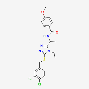 molecular formula C21H22Cl2N4O2S B4189944 N-(1-{5-[(3,4-dichlorobenzyl)thio]-4-ethyl-4H-1,2,4-triazol-3-yl}ethyl)-4-methoxybenzamide 