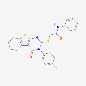 2-{[3-(4-methylphenyl)-4-oxo-3,4,5,6,7,8-hexahydro[1]benzothieno[2,3-d]pyrimidin-2-yl]sulfanyl}-N-phenylacetamide