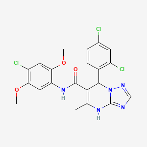 molecular formula C21H18Cl3N5O3 B4190005 N-(4-氯-2,5-二甲氧苯基)-7-(2,4-二氯苯基)-5-甲基-4,7-二氢[1,2,4]三唑并[1,5-a]嘧啶-6-甲酰胺 