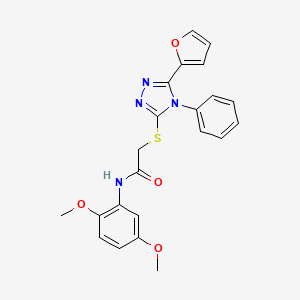 molecular formula C22H20N4O4S B4190018 N-(2,5-dimethoxyphenyl)-2-{[5-(2-furyl)-4-phenyl-4H-1,2,4-triazol-3-yl]thio}acetamide 