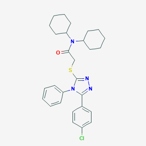 molecular formula C28H33ClN4OS B419009 2-{[5-(4-chlorophenyl)-4-phenyl-4H-1,2,4-triazol-3-yl]sulfanyl}-N,N-dicyclohexylacetamide 
