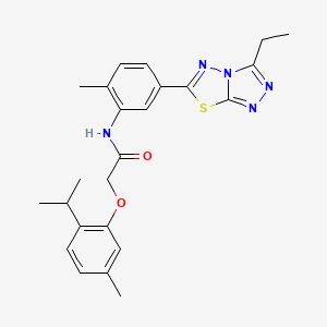 molecular formula C24H27N5O2S B4190097 N-[5-(3-ethyl[1,2,4]triazolo[3,4-b][1,3,4]thiadiazol-6-yl)-2-methylphenyl]-2-(2-isopropyl-5-methylphenoxy)acetamide 