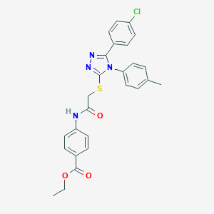molecular formula C26H23ClN4O3S B419012 ethyl 4-[({[5-(4-chlorophenyl)-4-(4-methylphenyl)-4H-1,2,4-triazol-3-yl]sulfanyl}acetyl)amino]benzoate 