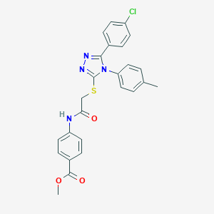 molecular formula C25H21ClN4O3S B419013 methyl 4-[({[5-(4-chlorophenyl)-4-(4-methylphenyl)-4H-1,2,4-triazol-3-yl]sulfanyl}acetyl)amino]benzoate CAS No. 332947-83-8