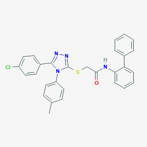 2-[[5-(4-chlorophenyl)-4-(4-methylphenyl)-1,2,4-triazol-3-yl]sulfanyl]-N-(2-phenylphenyl)acetamide