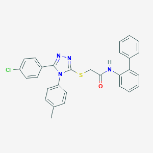 molecular formula C29H23ClN4OS B419014 2-[[5-(4-chlorophenyl)-4-(4-methylphenyl)-1,2,4-triazol-3-yl]sulfanyl]-N-(2-phenylphenyl)acetamide CAS No. 332947-88-3