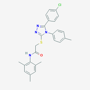 molecular formula C26H25ClN4OS B419018 2-{[5-(4-chlorophenyl)-4-(4-methylphenyl)-4H-1,2,4-triazol-3-yl]sulfanyl}-N-mesitylacetamide CAS No. 332947-98-5