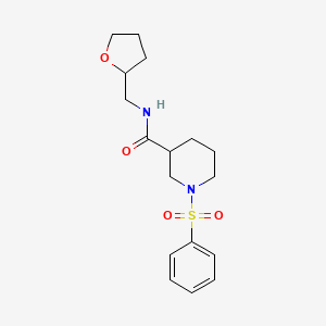 molecular formula C17H24N2O4S B4190192 1-(phenylsulfonyl)-N-(tetrahydro-2-furanylmethyl)-3-piperidinecarboxamide 