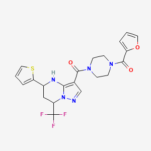 molecular formula C21H20F3N5O3S B4190217 3-{[4-(2-furoyl)-1-piperazinyl]carbonyl}-5-(2-thienyl)-7-(trifluoromethyl)-4,5,6,7-tetrahydropyrazolo[1,5-a]pyrimidine 