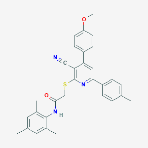 2-{[3-cyano-4-(4-methoxyphenyl)-6-(4-methylphenyl)-2-pyridinyl]sulfanyl}-N-mesitylacetamide