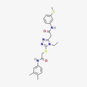molecular formula C23H27N5O2S2 B4190231 2-[5-({2-[(3,4-dimethylphenyl)amino]-2-oxoethyl}thio)-4-ethyl-4H-1,2,4-triazol-3-yl]-N-[3-(methylthio)phenyl]acetamide 