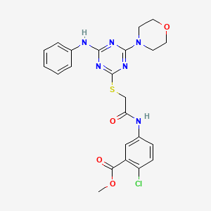 molecular formula C23H23ClN6O4S B4190253 methyl 5-[({[4-anilino-6-(4-morpholinyl)-1,3,5-triazin-2-yl]thio}acetyl)amino]-2-chlorobenzoate 