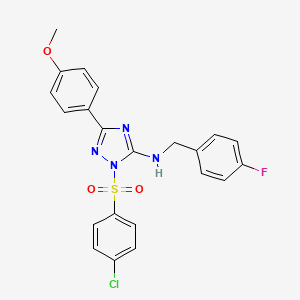 molecular formula C22H18ClFN4O3S B4190260 1-[(4-chlorophenyl)sulfonyl]-N-(4-fluorobenzyl)-3-(4-methoxyphenyl)-1H-1,2,4-triazol-5-amine 