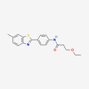 molecular formula C19H20N2O2S B4190284 3-ethoxy-N-[4-(6-methyl-1,3-benzothiazol-2-yl)phenyl]propanamide 