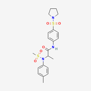 molecular formula C21H27N3O5S2 B4190299 N~2~-(4-methylphenyl)-N~2~-(methylsulfonyl)-N~1~-[4-(1-pyrrolidinylsulfonyl)phenyl]alaninamide 