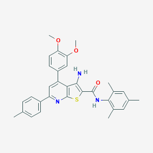 molecular formula C32H31N3O3S B419030 3-Amino-4-(3,4-dimethoxyphenyl)-N-mesityl-6-(p-tolyl)thieno[2,3-b]pyridine-2-carboxamide CAS No. 443740-34-9