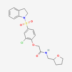 molecular formula C21H23ClN2O5S B4190300 2-[2-chloro-4-(2,3-dihydro-1H-indol-1-ylsulfonyl)phenoxy]-N-(tetrahydro-2-furanylmethyl)acetamide 