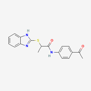 molecular formula C18H17N3O2S B4190303 N-(4-acetylphenyl)-2-(1H-benzimidazol-2-ylthio)propanamide 