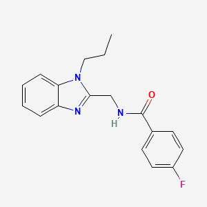 molecular formula C18H18FN3O B4190327 4-fluoro-N-[(1-propyl-1H-benzimidazol-2-yl)methyl]benzamide 