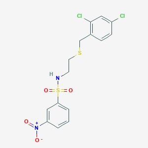 molecular formula C15H14Cl2N2O4S2 B4190335 N-{2-[(2,4-dichlorobenzyl)thio]ethyl}-3-nitrobenzenesulfonamide 