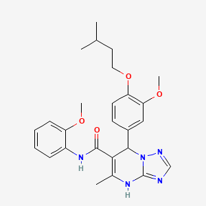molecular formula C26H31N5O4 B4190356 7-[3-methoxy-4-(3-methylbutoxy)phenyl]-N-(2-methoxyphenyl)-5-methyl-4,7-dihydro[1,2,4]triazolo[1,5-a]pyrimidine-6-carboxamide 