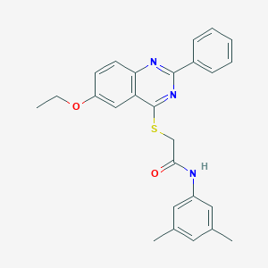molecular formula C26H25N3O2S B419037 N-(3,5-dimethylphenyl)-2-[(6-ethoxy-2-phenyl-4-quinazolinyl)sulfanyl]acetamide 