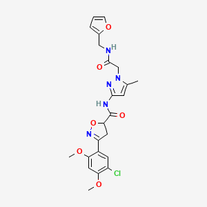 molecular formula C23H24ClN5O6 B4190428 3-(5-chloro-2,4-dimethoxyphenyl)-N-(1-{2-[(2-furylmethyl)amino]-2-oxoethyl}-5-methyl-1H-pyrazol-3-yl)-4,5-dihydro-5-isoxazolecarboxamide 