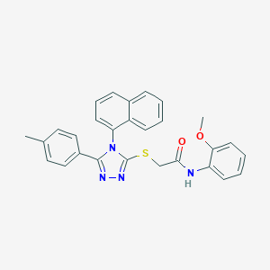 molecular formula C28H24N4O2S B419044 N-(2-methoxyphenyl)-2-{[5-(4-methylphenyl)-4-(1-naphthyl)-4H-1,2,4-triazol-3-yl]sulfanyl}acetamide 