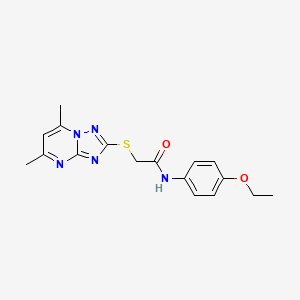 molecular formula C17H19N5O2S B4190444 2-[(5,7-dimethyl[1,2,4]triazolo[1,5-a]pyrimidin-2-yl)thio]-N-(4-ethoxyphenyl)acetamide 