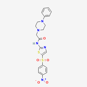 molecular formula C21H21N5O5S2 B4190450 N-{5-[(4-nitrophenyl)sulfonyl]-1,3-thiazol-2-yl}-2-(4-phenyl-1-piperazinyl)acetamide 