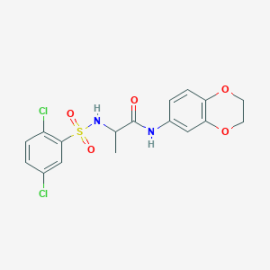 molecular formula C17H16Cl2N2O5S B4190451 N~2~-[(2,5-dichlorophenyl)sulfonyl]-N~1~-(2,3-dihydro-1,4-benzodioxin-6-yl)alaninamide 