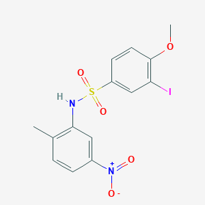molecular formula C14H13IN2O5S B4190477 3-iodo-4-methoxy-N-(2-methyl-5-nitrophenyl)benzenesulfonamide 