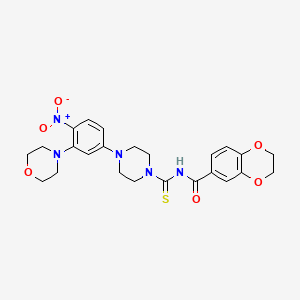 N-({4-[3-(4-morpholinyl)-4-nitrophenyl]-1-piperazinyl}carbonothioyl)-2,3-dihydro-1,4-benzodioxine-6-carboxamide