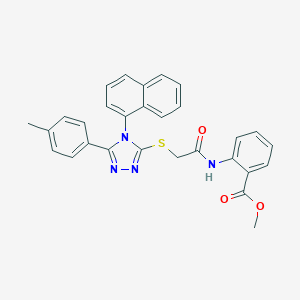 molecular formula C29H24N4O3S B419050 methyl 2-[({[5-(4-methylphenyl)-4-(1-naphthyl)-4H-1,2,4-triazol-3-yl]sulfanyl}acetyl)amino]benzoate 