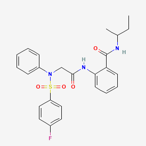 molecular formula C25H26FN3O4S B4190517 N-(sec-butyl)-2-({N-[(4-fluorophenyl)sulfonyl]-N-phenylglycyl}amino)benzamide 