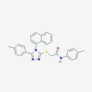 molecular formula C28H24N4OS B419053 N-(4-methylphenyl)-2-{[5-(4-methylphenyl)-4-(1-naphthyl)-4H-1,2,4-triazol-3-yl]sulfanyl}acetamide 