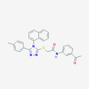 molecular formula C29H24N4O2S B419054 N-(3-acetylphenyl)-2-{[5-(4-methylphenyl)-4-(1-naphthyl)-4H-1,2,4-triazol-3-yl]sulfanyl}acetamide 