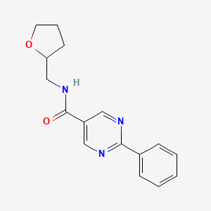 molecular formula C16H17N3O2 B4190547 2-phenyl-N-(tetrahydro-2-furanylmethyl)-5-pyrimidinecarboxamide 