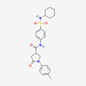 molecular formula C24H29N3O4S B4190562 N-{4-[(cyclohexylamino)sulfonyl]phenyl}-1-(4-methylphenyl)-5-oxo-3-pyrrolidinecarboxamide 