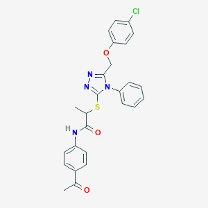 molecular formula C26H23ClN4O3S B419057 N-(4-acetylphenyl)-2-({5-[(4-chlorophenoxy)methyl]-4-phenyl-4H-1,2,4-triazol-3-yl}sulfanyl)propanamide 